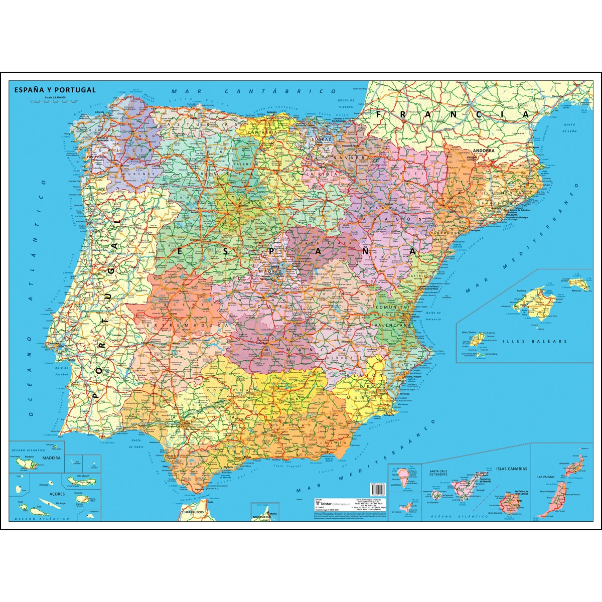 Imagem 0 de Mapa de españa y portugal mini 2020