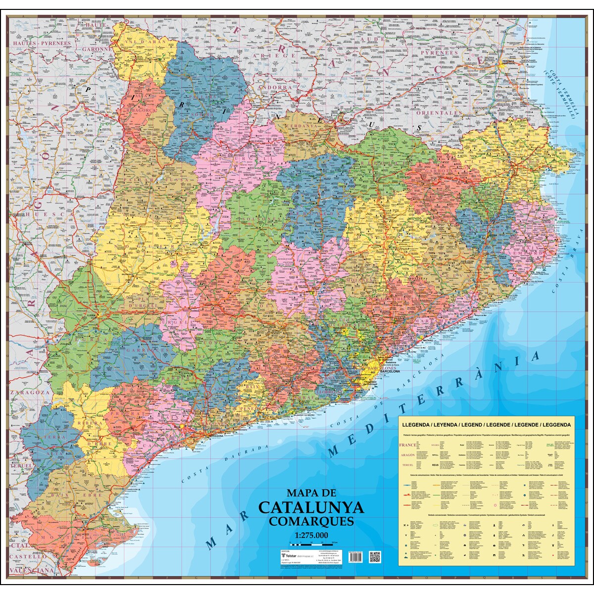 Imagem 0 de Mapa de catalunya comarques mural encapsulat