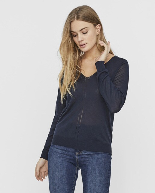 Jersey de mujer cuello pico y manga larg