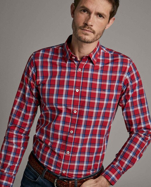 Camisa de hombre regular cuadros roja · Roberto Verino · El Camisa sport cuadro azul blanco Hombre | Roberto Verino