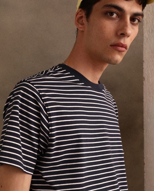 Camiseta de hombre azul marino de manga