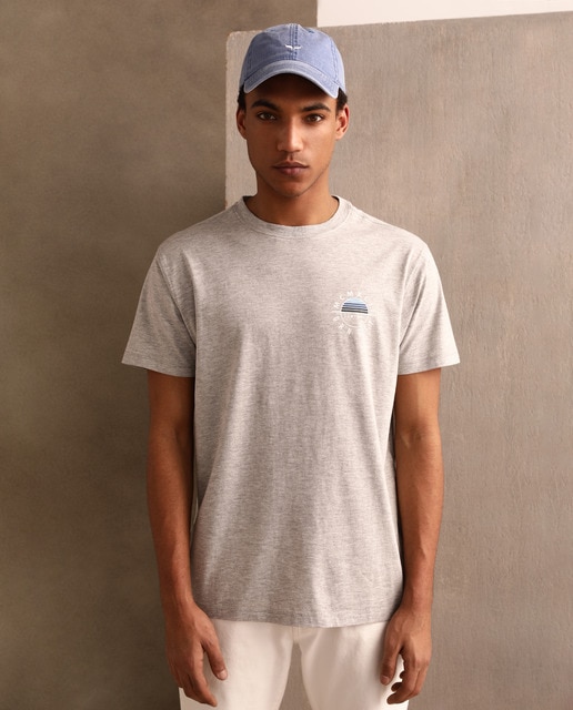 Camiseta de hombre gris claro de manga c