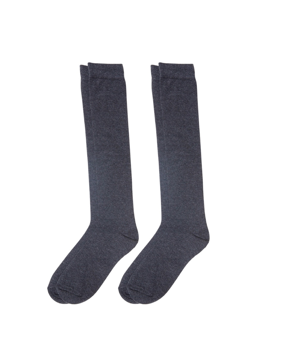 Meias básicas altas e lisas de mulher Azul-1