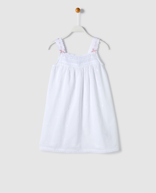 Camison Niña Camisón De Niña 100% Algodón Pijama Con Tirantes Y