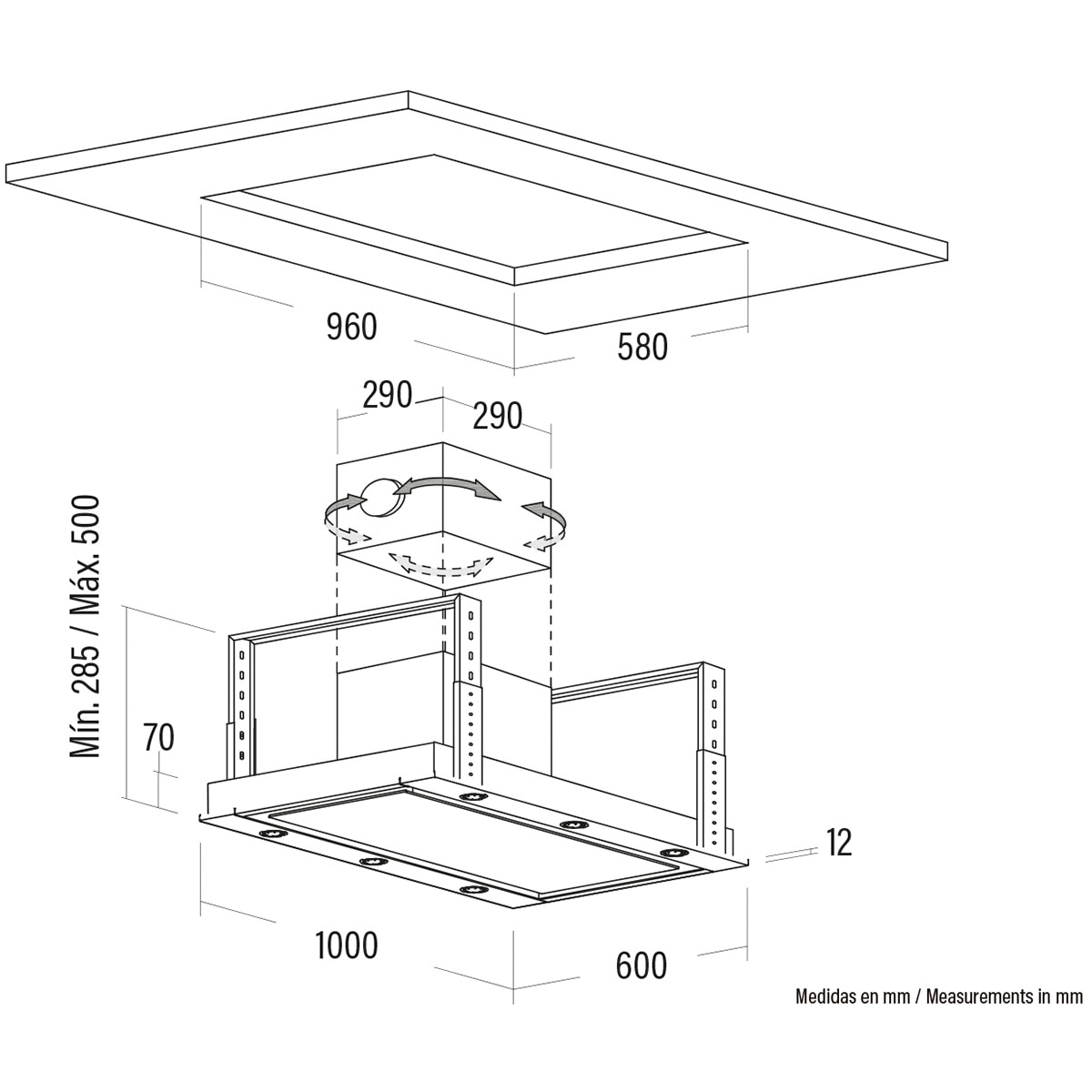 Campana de techo Cata 4 velocidades - ISLAFENIX1000X Inox-2