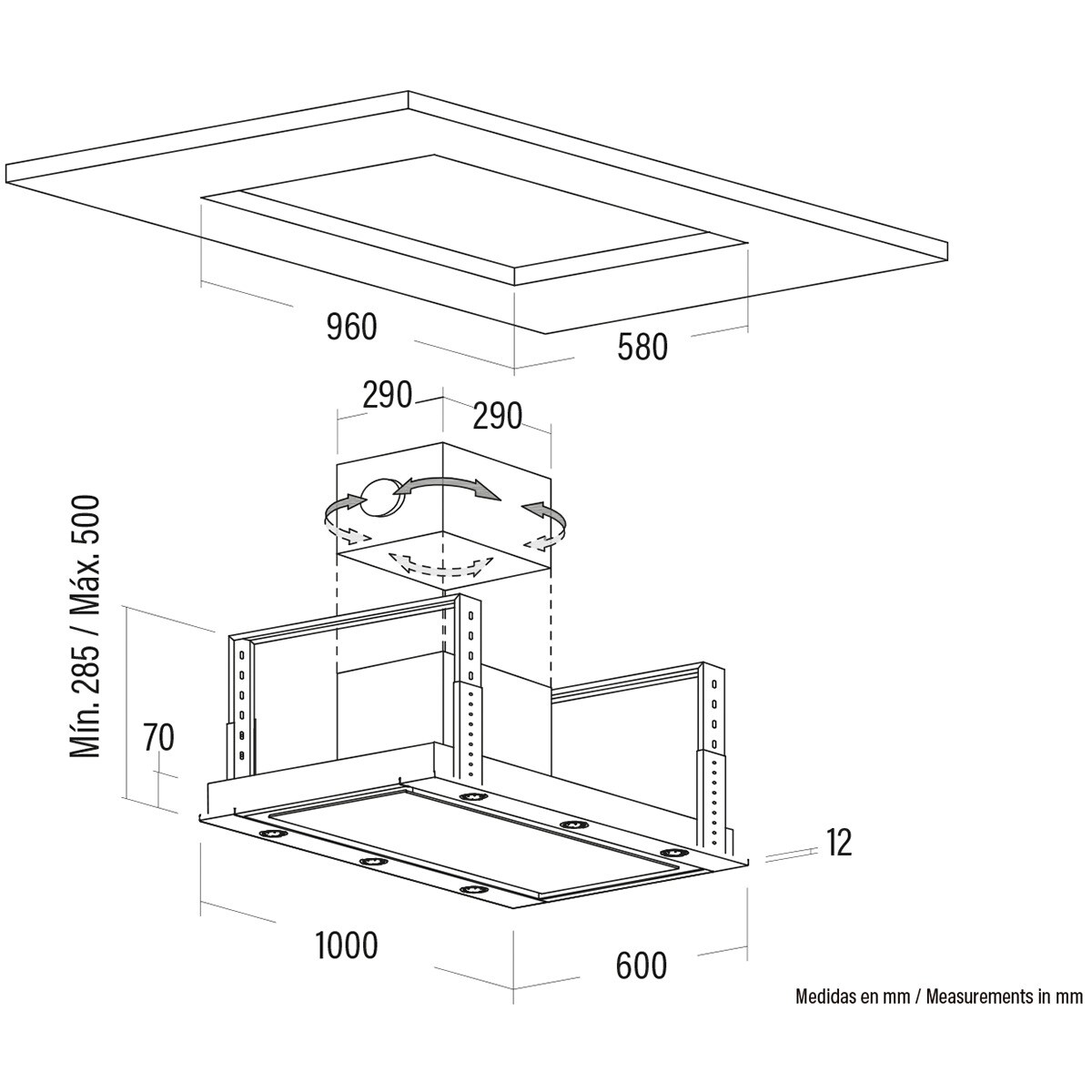 Campana de techo Cata 4 velocidades - ISLAFENIX1000X Inox-2