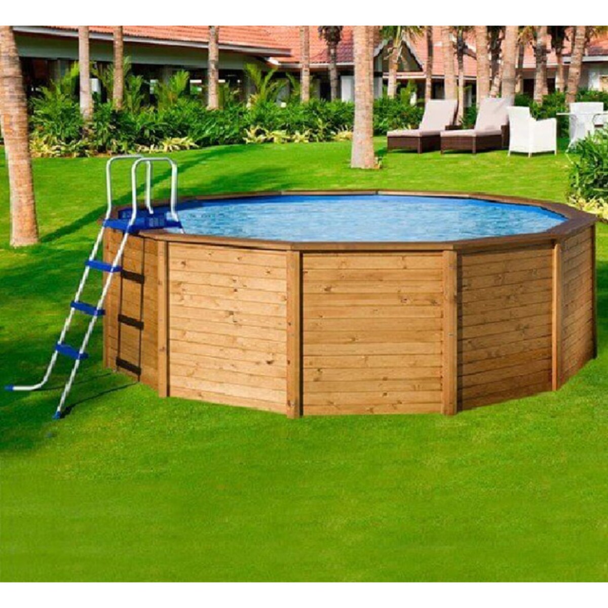 Piscina redonda madera panelada Ø315 x 105 cm Madera-2