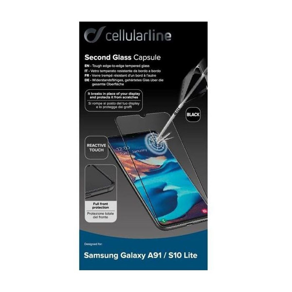 Película de Vidro Cellularline para Samsung Galaxy S10 Lite 3