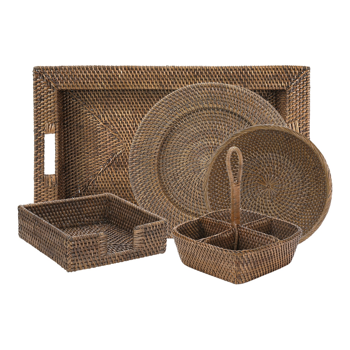 Colecção de acessórios de mesa por peças Malang castanho-escuro Castanho-escuro-1