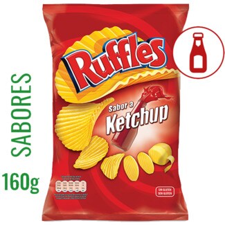 Ruffles Batatas Fritas com Sabor a Ketchup sem Glúten embalagem 160 g