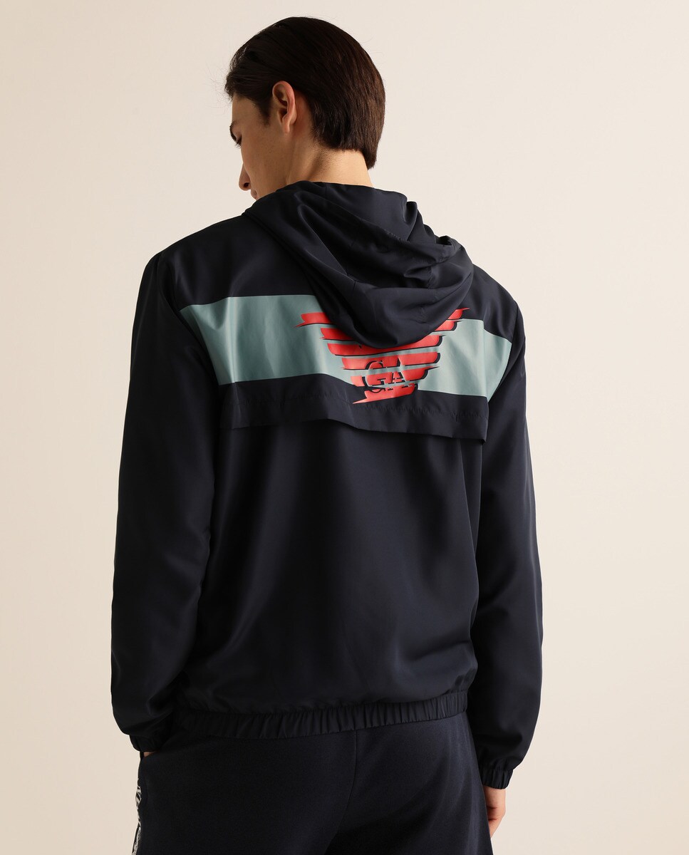 EA7 - Cazadora De Hombre Azul Con Capucha