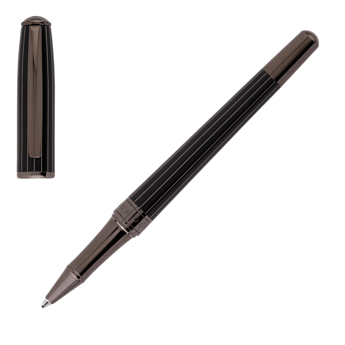 Caneta rollerball Essential Pinstripe preta e ruténio Preto / Metal-1