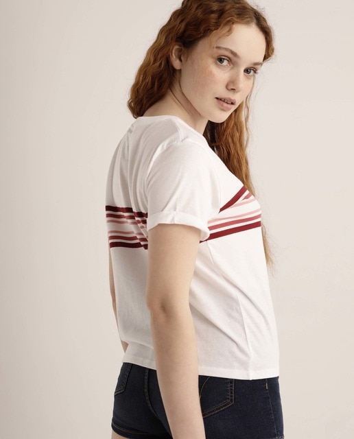 Camiseta de mujer manga corta rayas en e