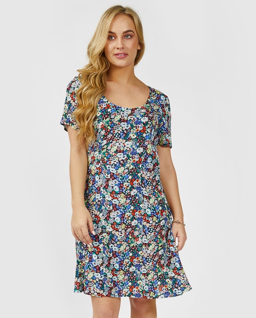 Vestido corto fluido de manga corta