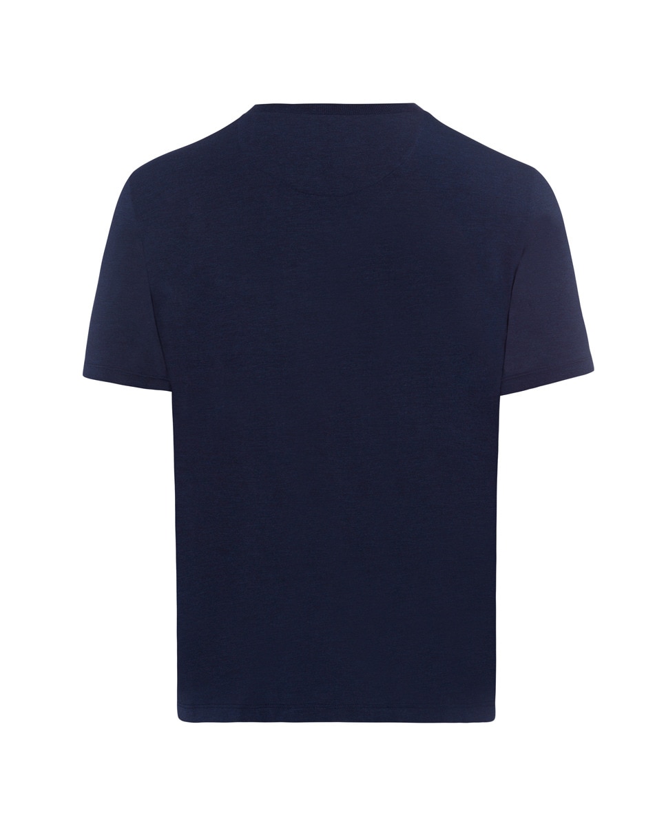 Camisola de pijama azul-marinho com decote em bico Azul-5