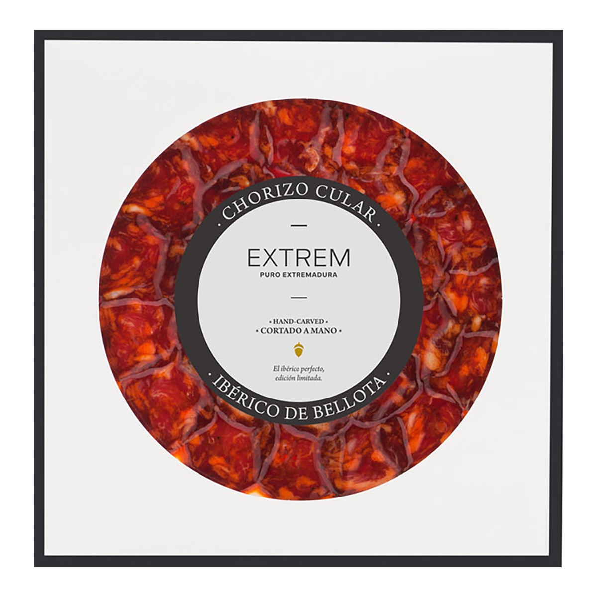 Chorizo ibérique de bellota découpé en tranches à la main Extrem Puro Extremadura