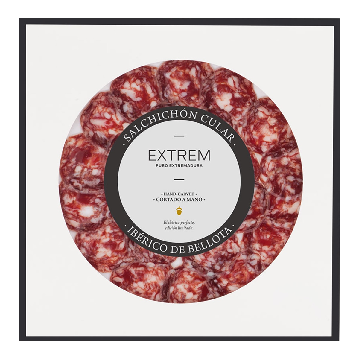 Saucisson ibérique de bellota découpé en tranches à la main Extrem Puro Extremadura