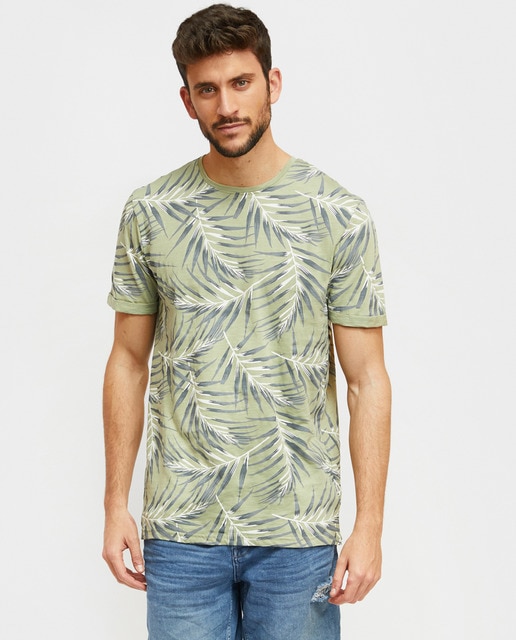 Camiseta de hombre verde de manga corta