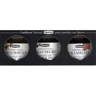 Conjunto de Três Doces Pêssego, Figo Negro e Framboesa para Queijo frasco 135 g - Helios