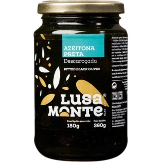 Azeitonas Pretas Descaroçadas frasco 360 g - Lusa Monte