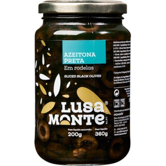 Azeitonas Pretas em Rodelas frasco 360 g - Lusa Monte