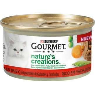 Comida Húmida para Gato de Vaca, Ervilhas e Cenouras embalagem 85 g - Purina Gourmet Nature´s Creations