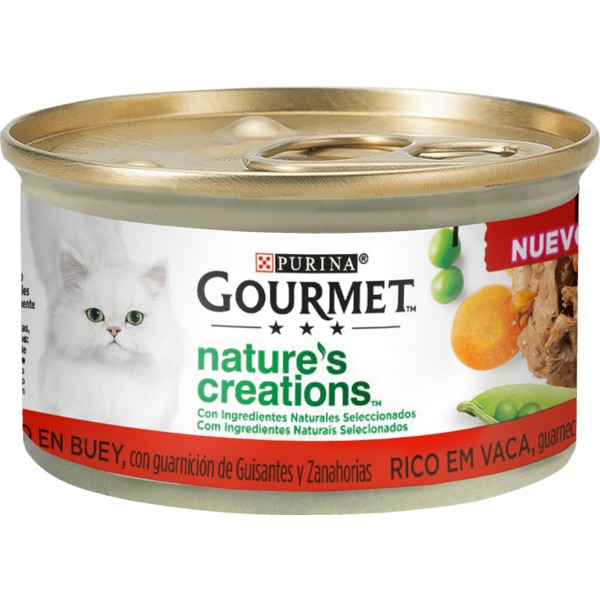 Comida Húmida para Gato de Vaca, Ervilhas e Cenouras embalagem 85 g