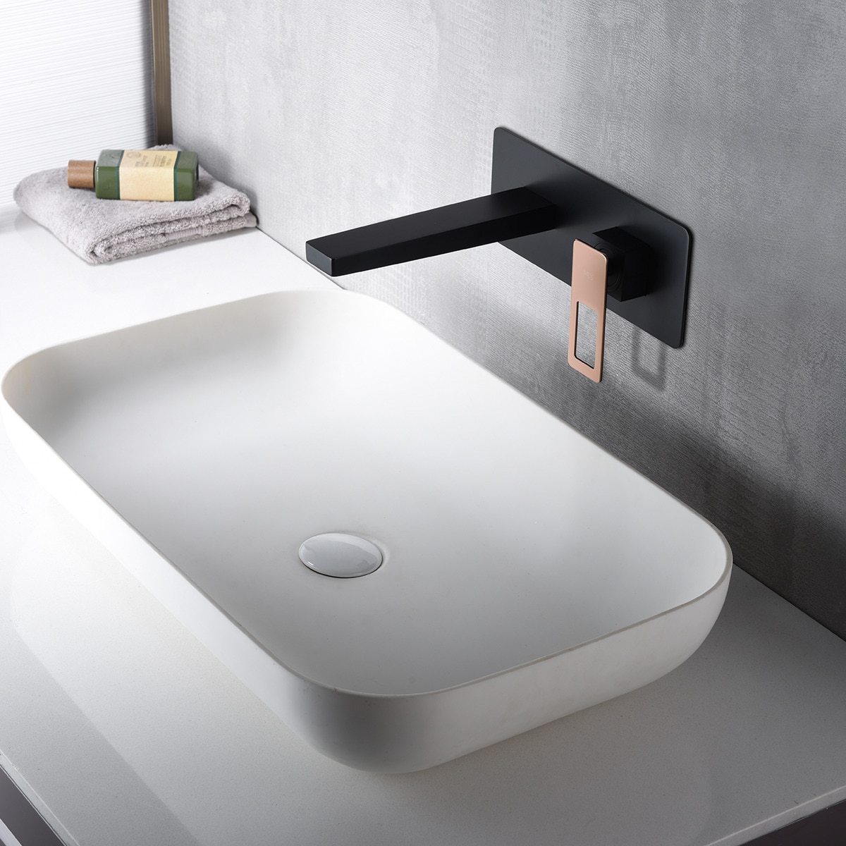 Imagen 4 de Grifo monomando empotrado de lavabo Suecia Imex - Negro / Oro Rosa Negro / Oro Rosa