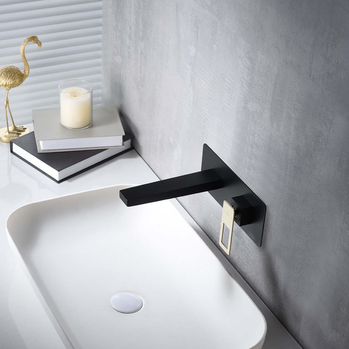 Imagen 4 de Grifo monomando empotrado de lavabo Suecia Imex - Negro / Oro Negro / Oro