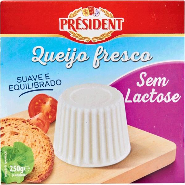 Queijo Fresco sem Lactose Pack 4 embalagem 250 g