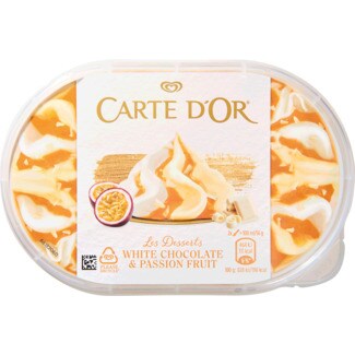 Carte D'or Gelado de Chocolate Branco e Maracujá embalagem 900 ml