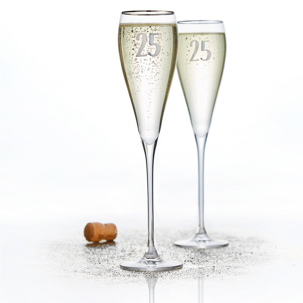 Juego de 2 copas de champán Flauta 25 aniversario El Corte Inglés Platino-2