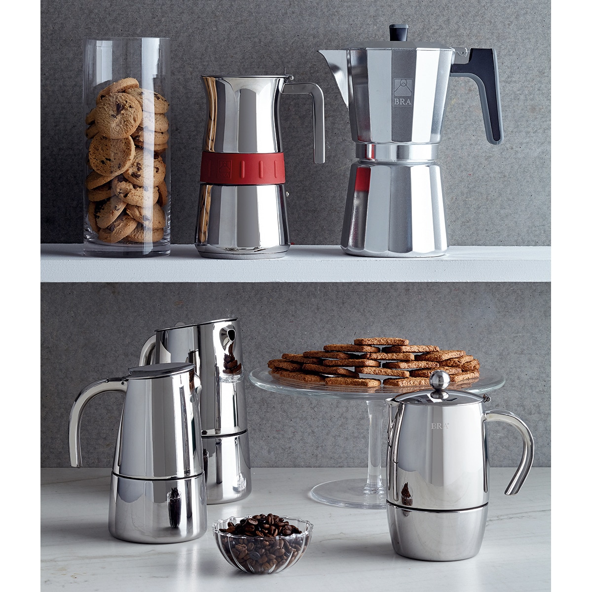 Cafeteira italiana de aço inoxidável indução Bella Bra Aço-4