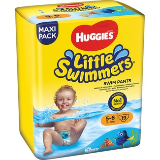 pañal bañador desechable infantil 12-18 kg talla 5-6 paquete 19 unidades - Huggies Little Swimmers