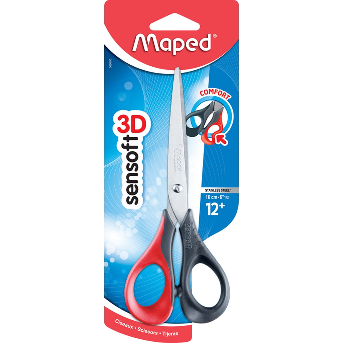 Tijeras Sensoft de 16CM Asimétricas con Agarre Ergonómico y Anillas Flexibles Maped  Colores Surtidos Surtido-5