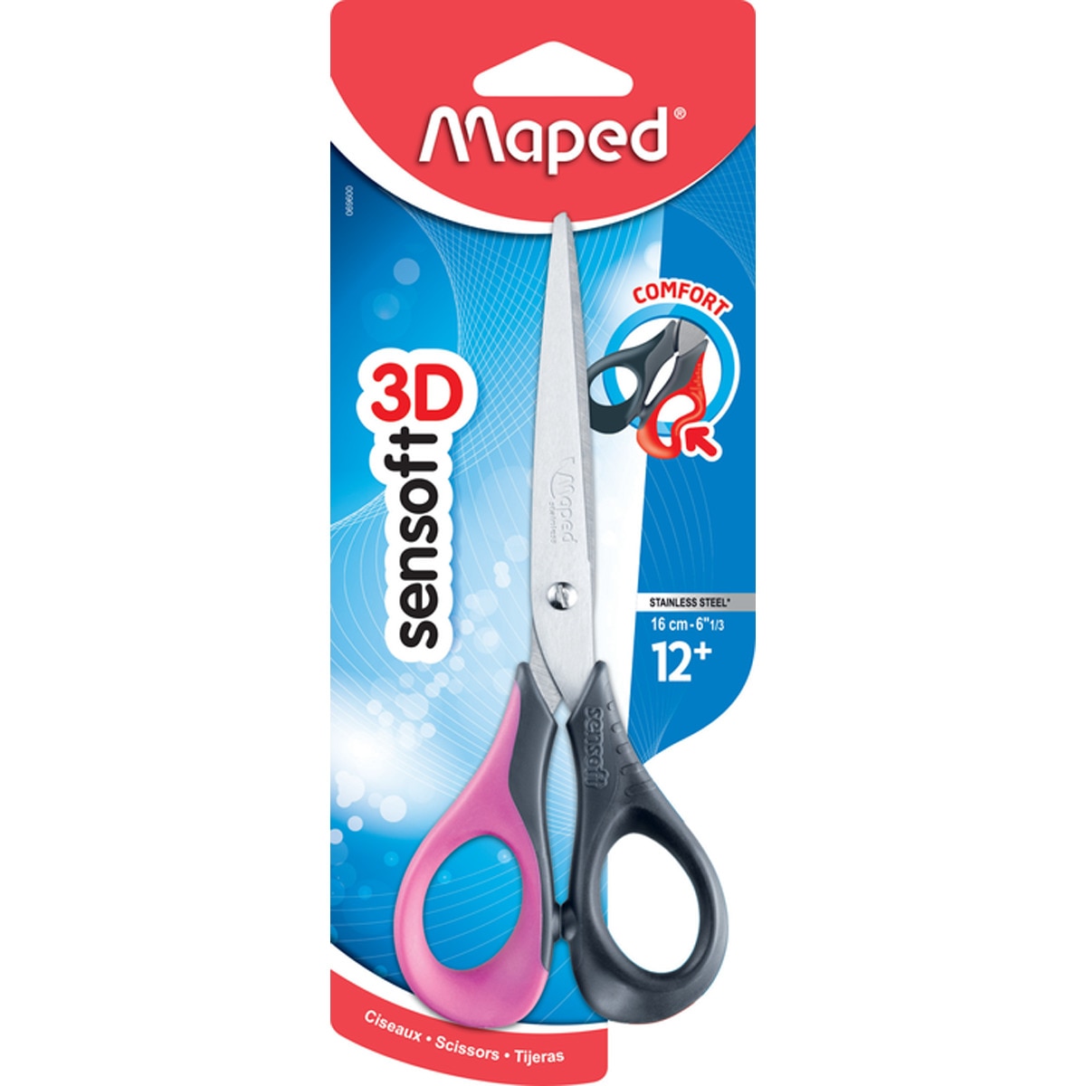 Tijeras Sensoft de 16CM Asimétricas con Agarre Ergonómico y Anillas Flexibles Maped  Colores Surtidos Surtido-6