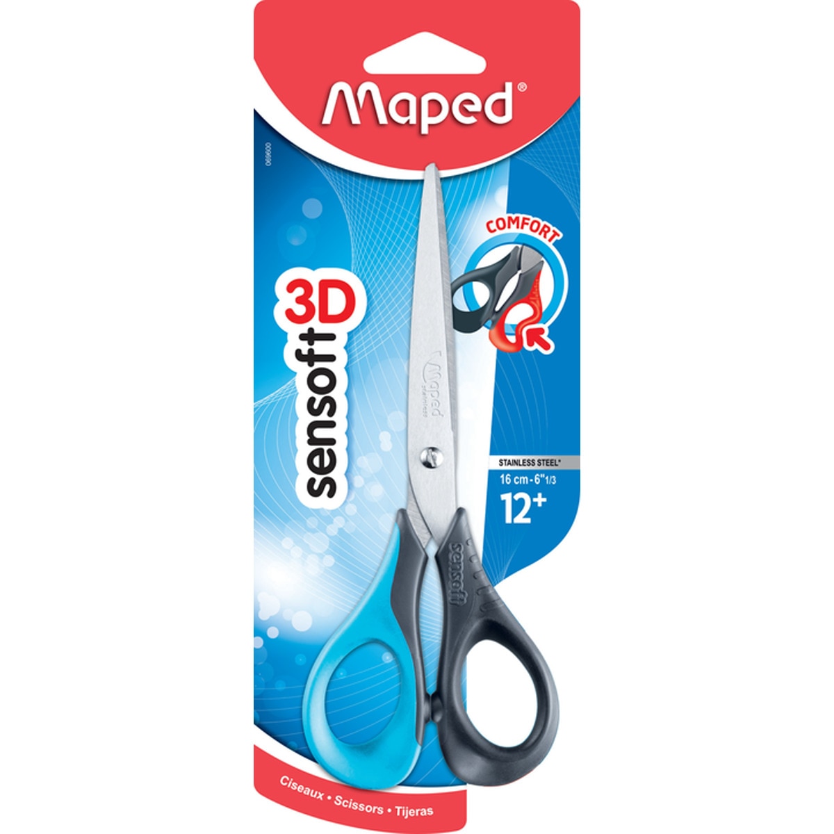 Tijeras Sensoft de 16CM Asimétricas con Agarre Ergonómico y Anillas Flexibles Maped  Colores Surtidos Surtido-7
