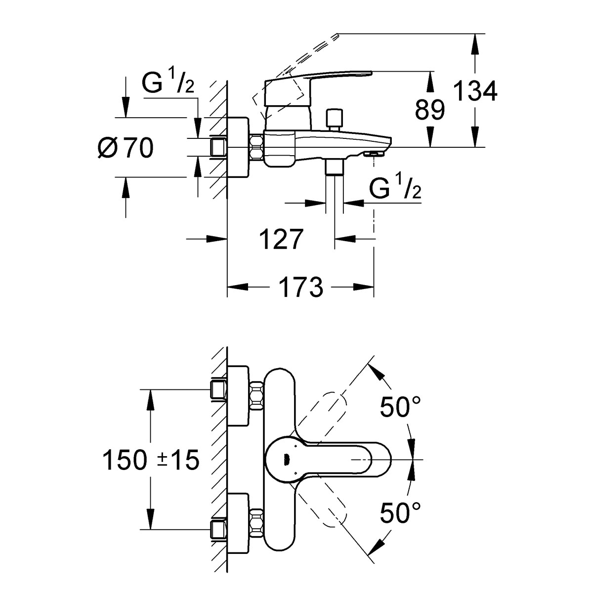 Monomando para baño y ducha Grohe Eurostyle Cosmopolitan Cromo-2