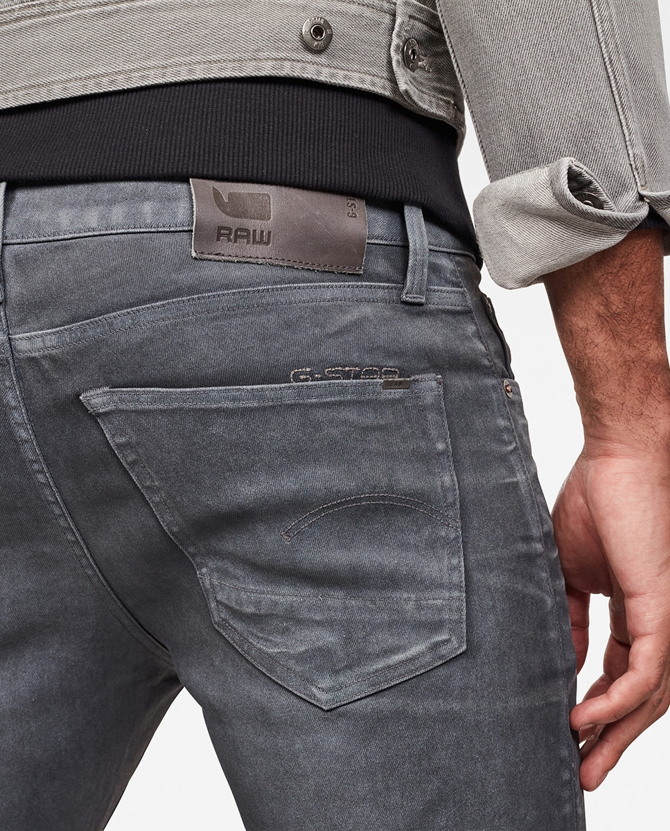 Jeans 3301 slim pretas de homem Preto-3