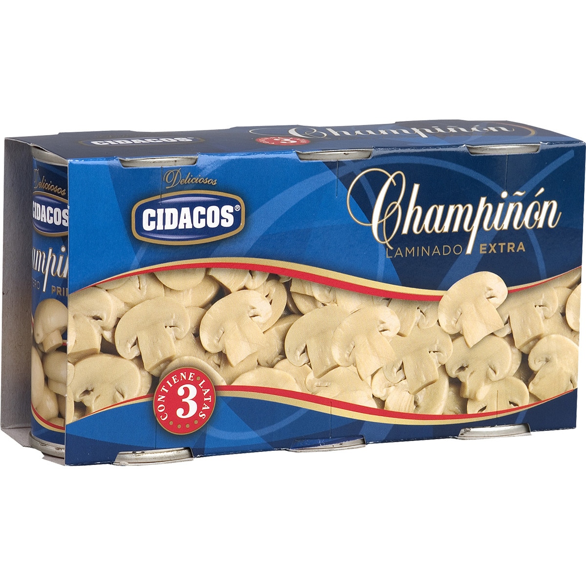 champiñón laminado extra pack 3 lata 255 g neto escurrido