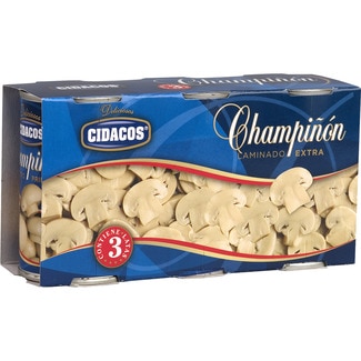 champiñón laminado extra pack 3 lata 255 g neto escurrido - Cidacos