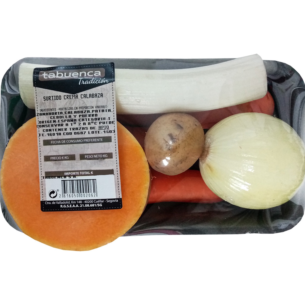 surtido para crema de calabaza bandeja 600 g peso aproximado