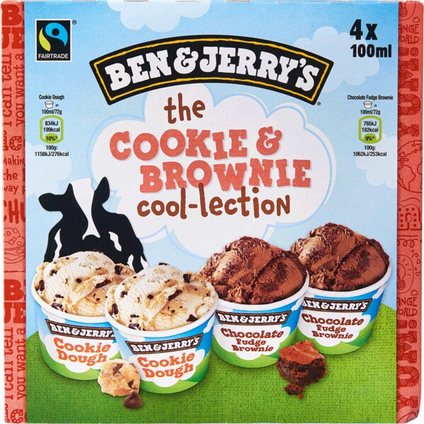 Ben & Jerry's Gelado Cookie & Brownie Collection Pack 4 embalagem 400 ml
