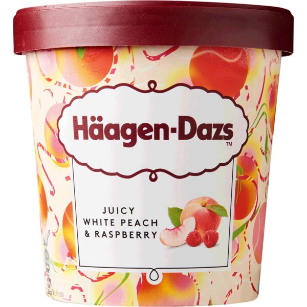Haagen-Dazs Gelado de Pêssego Branco e Framboesa embalagem 460 ml