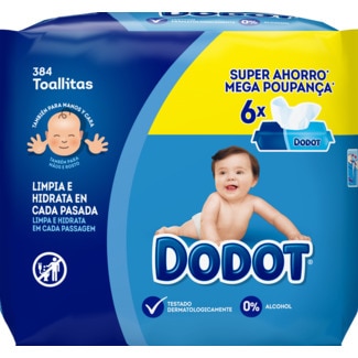 Toalhitas Pack 6x64 unidades embalagem 384 unidades - Dodot