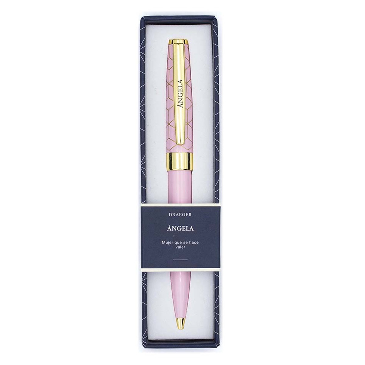 Caneta esferográfica Ángela rosa e dourada Rosa-1