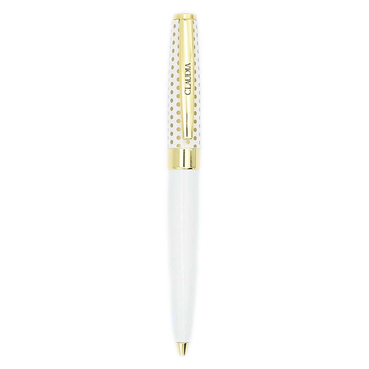 Bolígrafo Claudia Draeger Blanco y Oro Blanco-2
