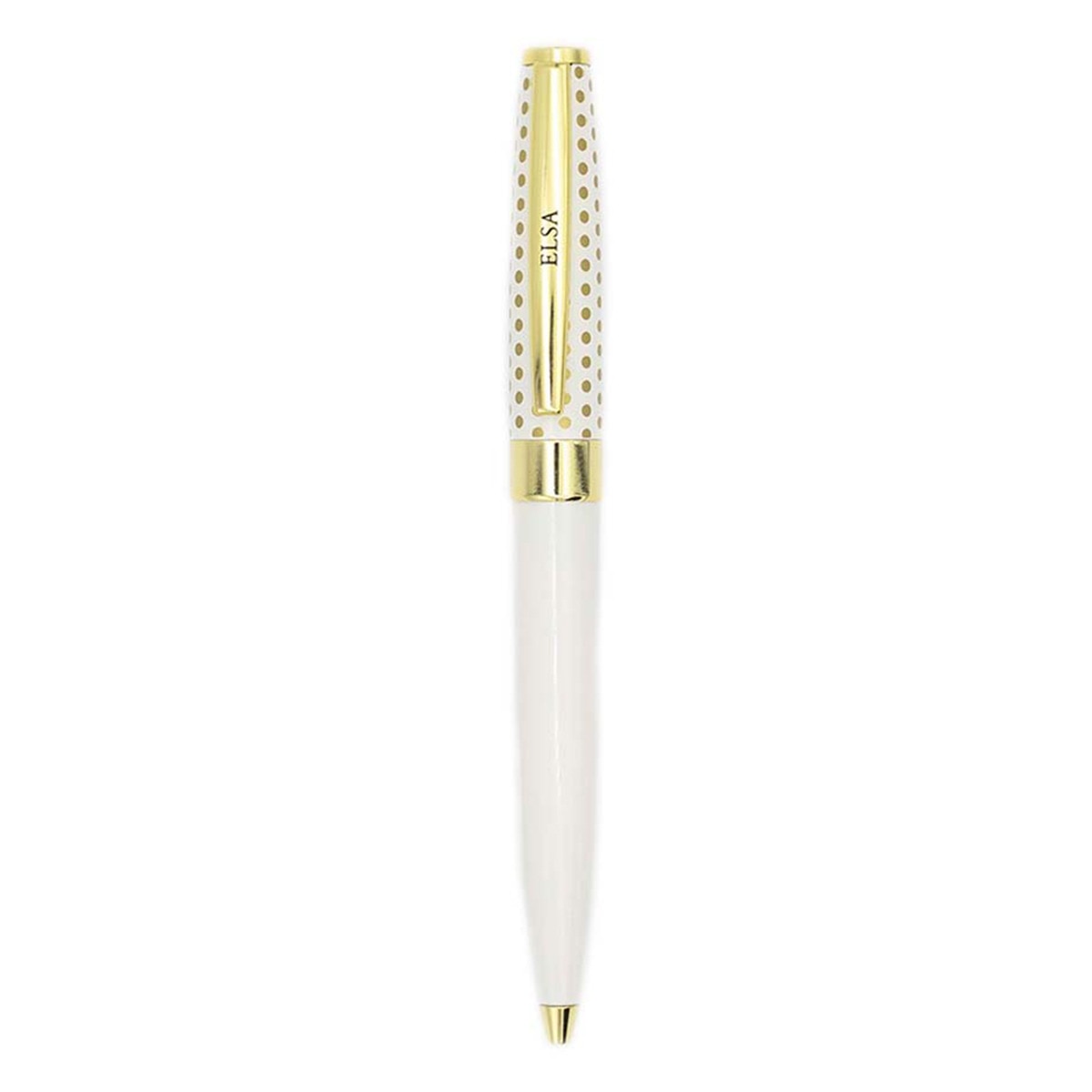 Bolígrafo Personalizado Elsa Draeger Blanco y Oro Blanco-2