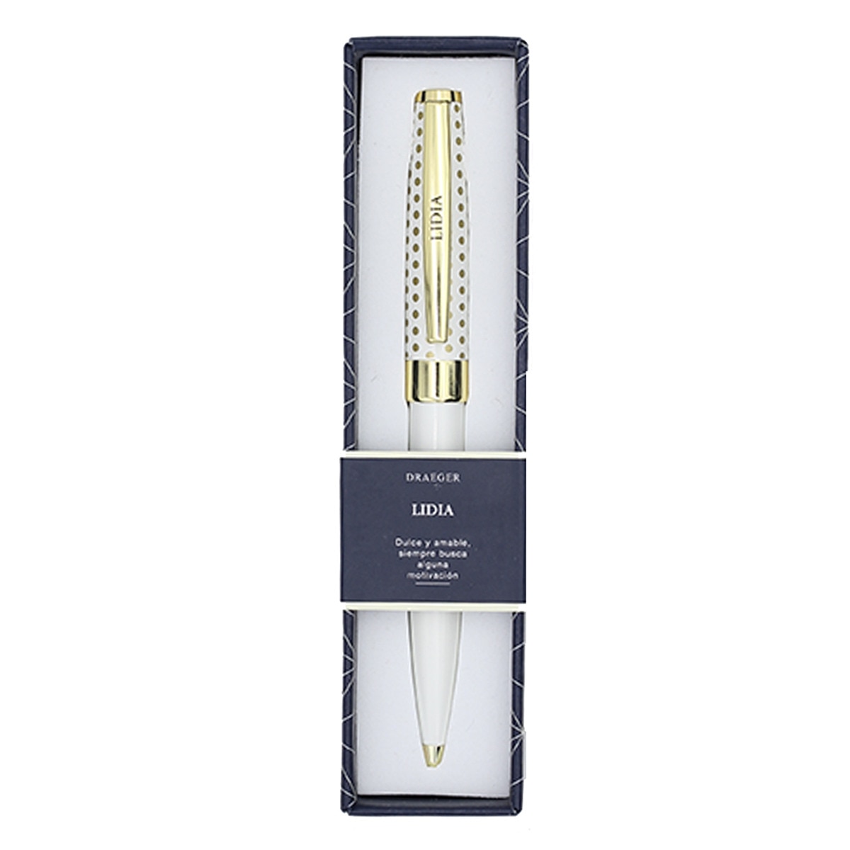 Bolígrafo Lidia Draeger Blanco y Oro Blanco-1