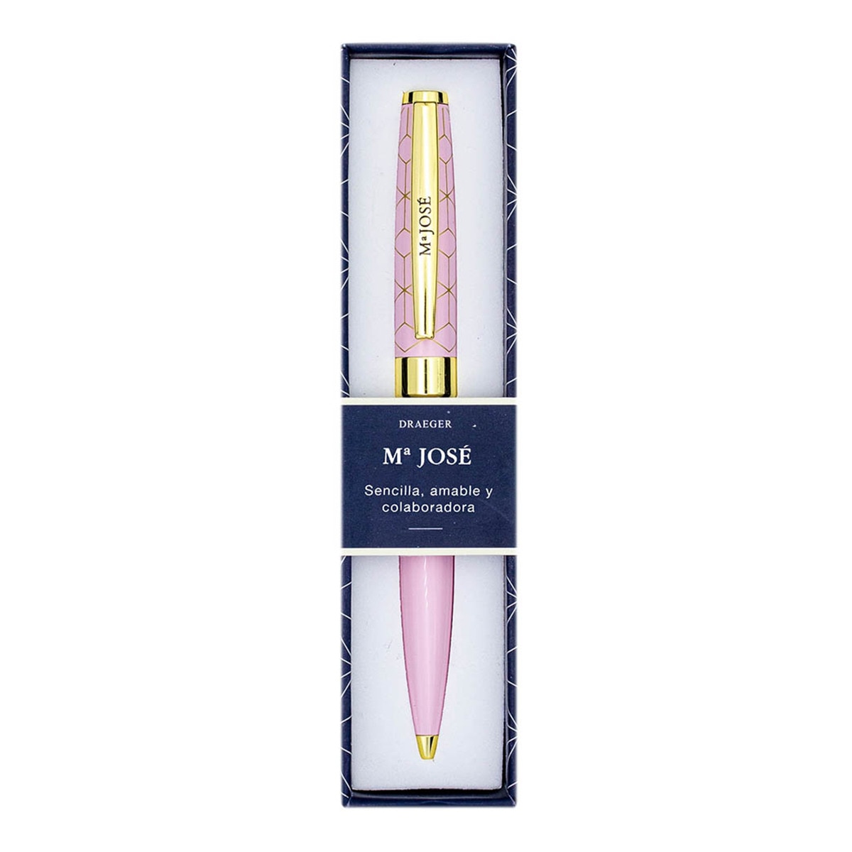 Caneta esferográfica Mª José rosa e dourada Rosa-1